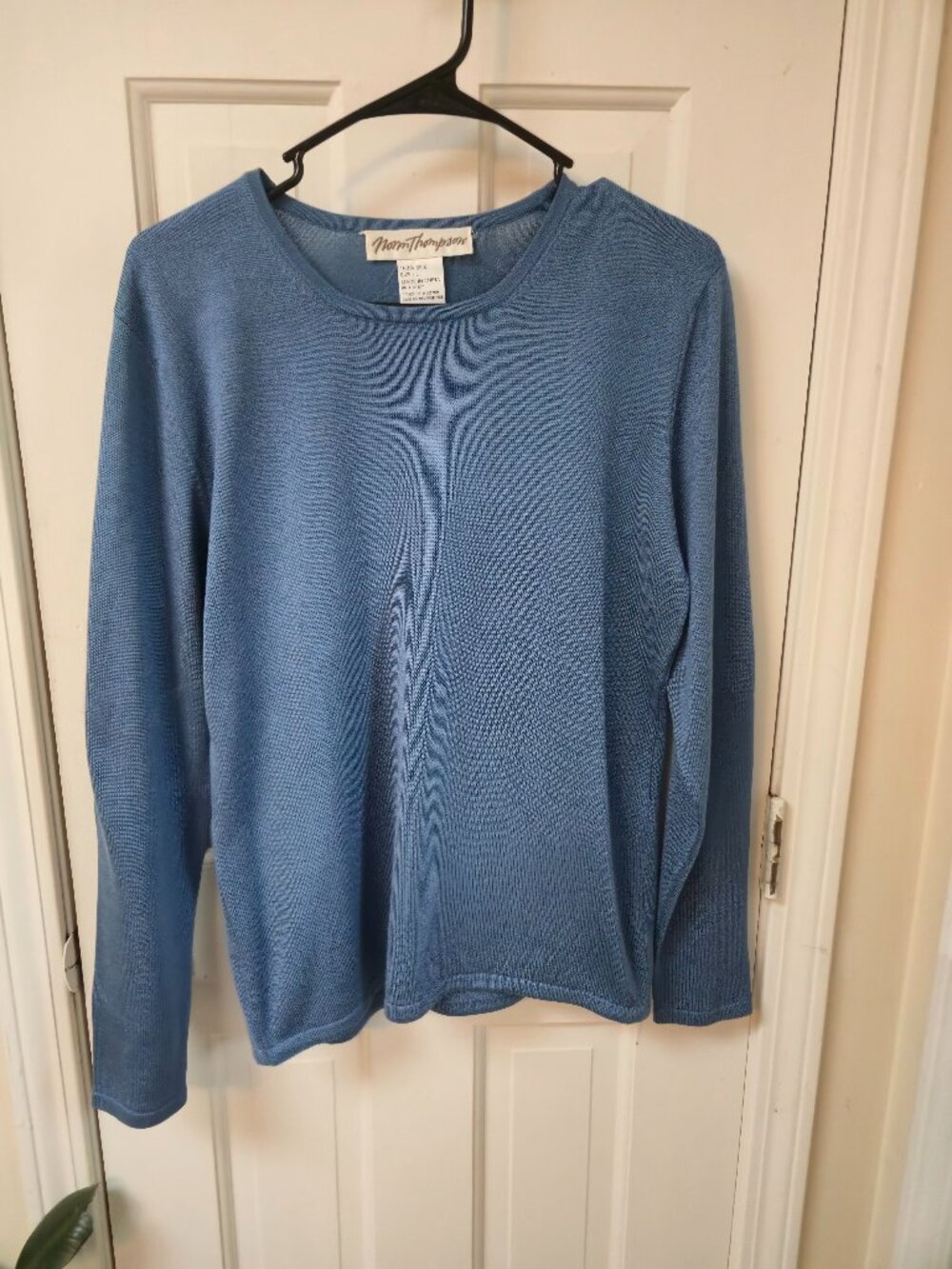 Vintage Norm Thompson 100% Silk Knit Crewneck Sweater - Slate Blue